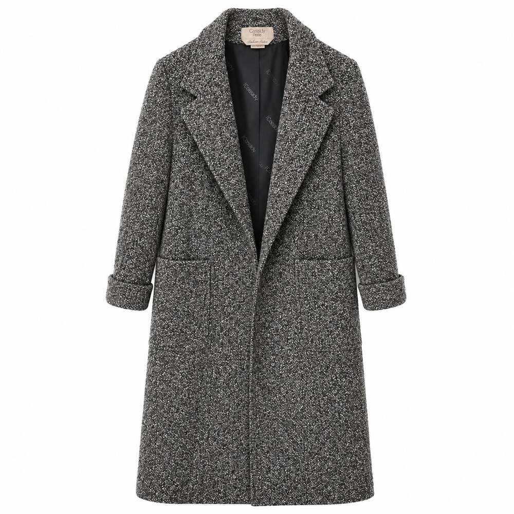 Vintage Cassidy Petite Gray Wool Tweed Long Coat Hand Tailored Made in USA